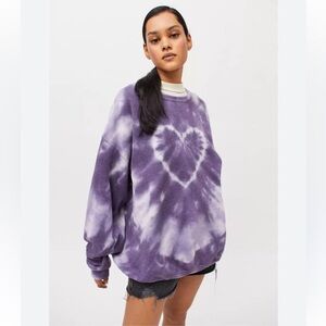 Purple Tie-Dye Heart Sweatshirt large